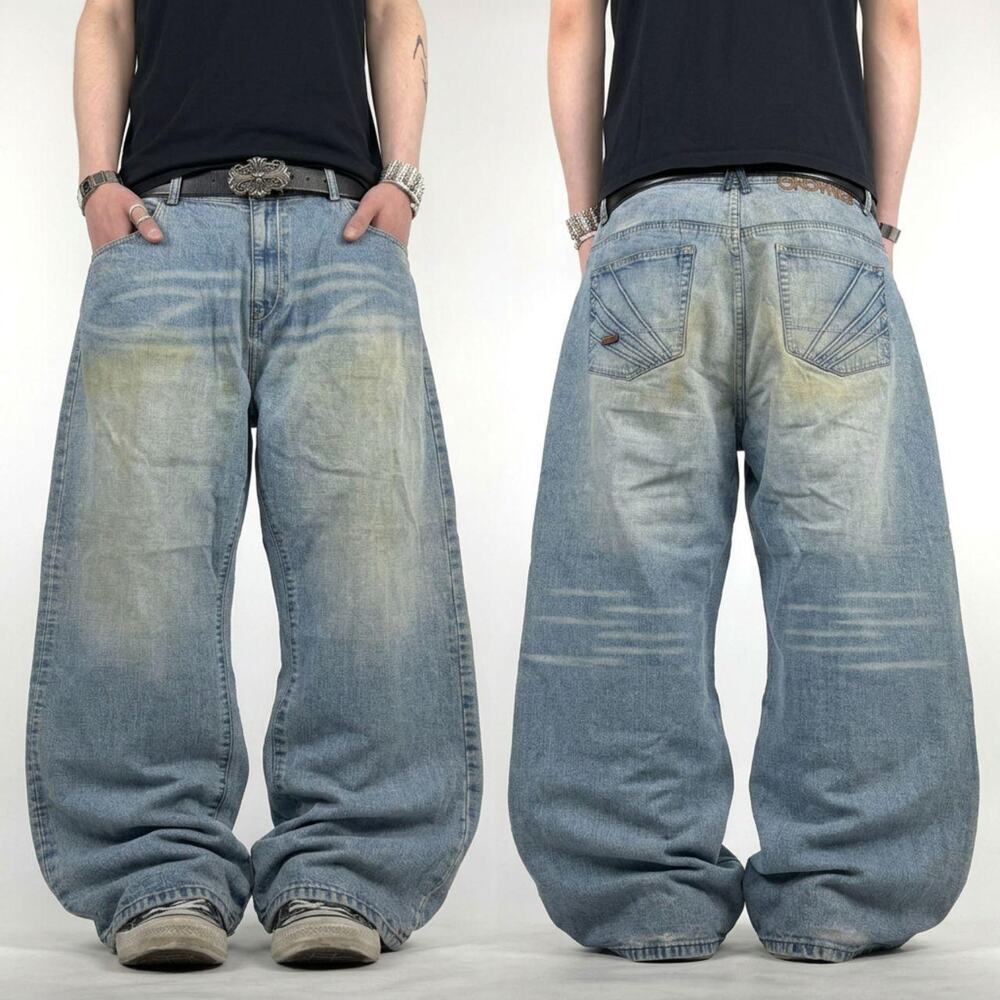 Vintage y2k akademiks grunge archive baggy wide leg embroidered jeans